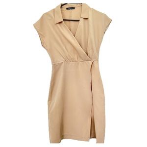 Trendyol Sleeveless Dress Size 34 Color Tan‎ Brown Cream